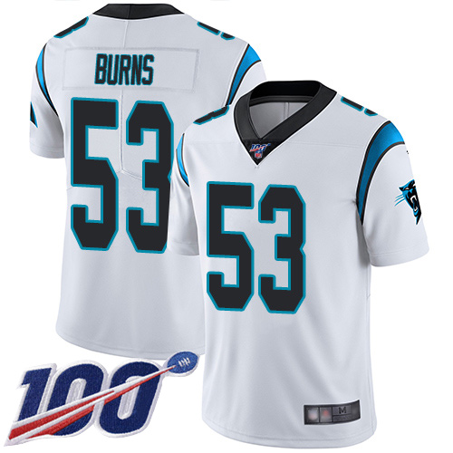 Carolina Panthers Limited White Men Brian Burns Road Jersey NFL Football #53 100th Season Vapor Untouchable